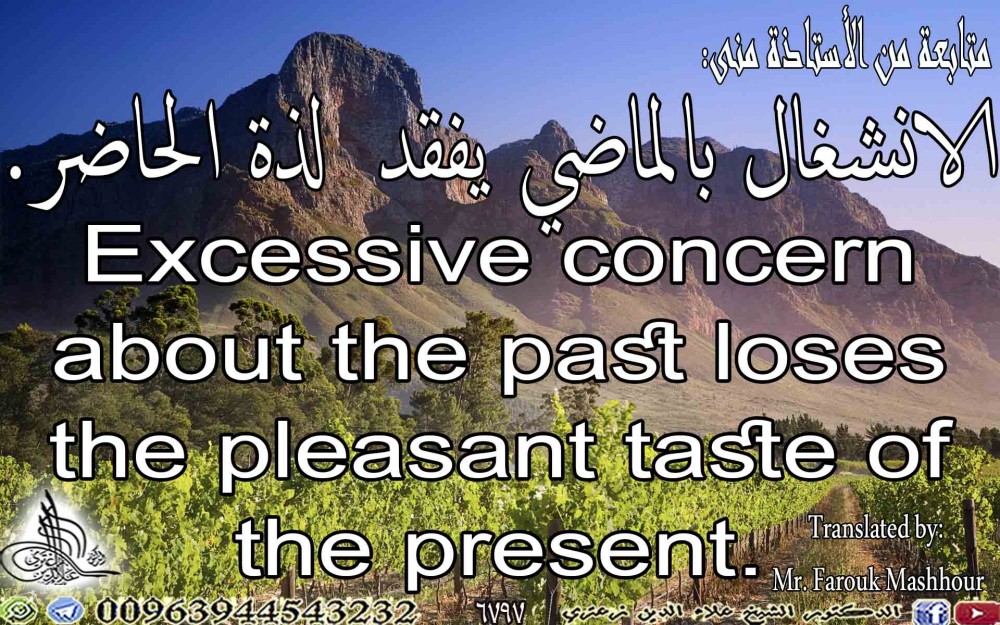 Excessive concern about the past loses the pleasant taste of the present.